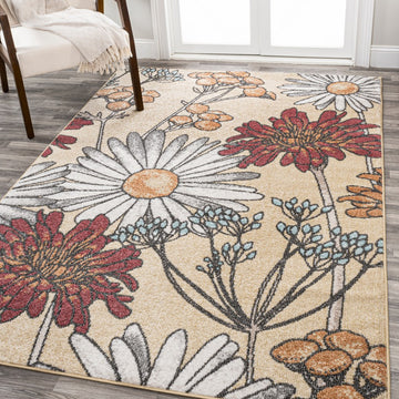Dizi Modern Botanical Wildflower  Area Rug
